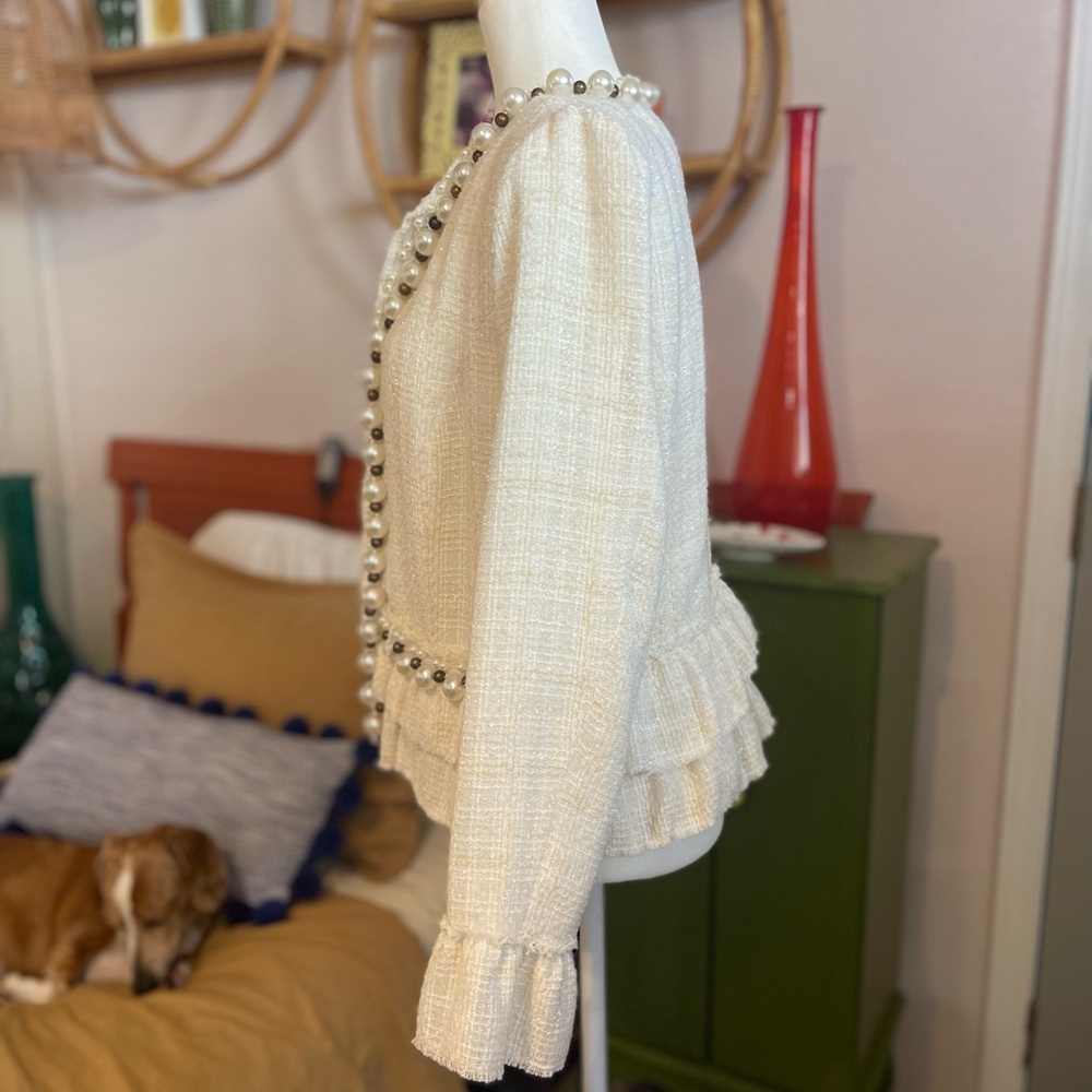 Boston Proper Cream Pearl-Embellished Jacket - Picture 6 of 10